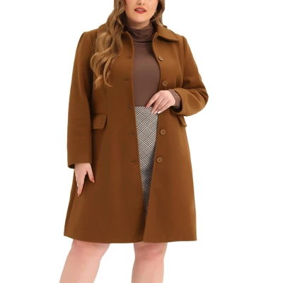 Agnes Orinda Women's Plus Size Coats Peter Pan Collar Single Breasted Long Coat 10 Agnes Orinda Women's Plus Size Coats Peter Pan Collar Single Breasted Long Coat - Image 8