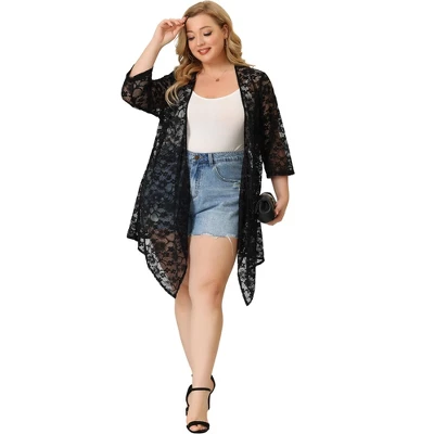 Agnes Orinda Women's Plus Size Draped Shawls Lightweight Open Front Lace Cardigans 4 Agnes Orinda Women's Plus Size Draped Shawls Lightweight Open Front Lace Cardigans - Image 2