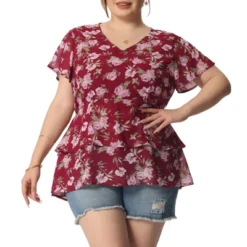 Agnes Orinda Women's Plus Size V Neck Floral Tiered Peplum Blouses 20 Agnes Orinda Women's Plus Size V Neck Floral Tiered Peplum Blouses -Agnes Orinda GUEST 796d7b86 f53e 43b1 a9c9 dd9163fc8c4b