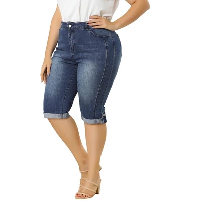 Agnes Orinda Women's Plus Size Mid-Rise Curvy Skinny Stretch Denim Jean Capri 11 Agnes Orinda Women's Plus Size Mid-Rise Curvy Skinny Stretch Denim Jean Capri - Image 9