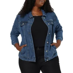 Agnes Orinda Women's Plus Size Outerwear Button Front Washed Denim Jean Jacket -Agnes Orinda GUEST 79960a95 9679 434e 84b2 17222d555fca