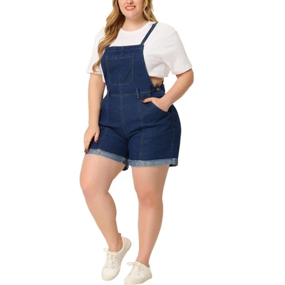Agnes Orinda Women's Plus Size Denim Roll Ripped Raw Hem Overalls Shorts Rompers 8 Agnes Orinda Women's Plus Size Denim Roll Ripped Raw Hem Overalls Shorts Rompers - Image 6