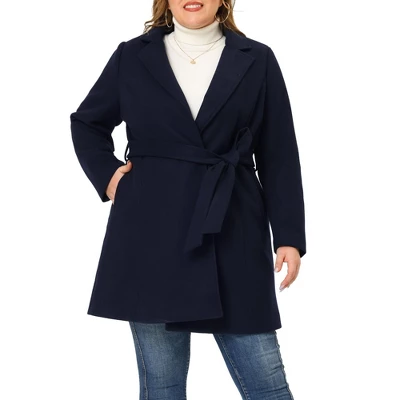 Agnes Orinda Women's Plus Size Work Tie Waist Notched Lapel Long Coat 7 Agnes Orinda Women's Plus Size Work Tie Waist Notched Lapel Long Coat - Image 5