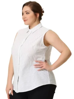 Agnes Orinda Women's Plus Size Sleeveless Shirts Office Button Down Tank Top -Agnes Orinda GUEST 7c02143a 9342 4184 90fa aca7a9a284f9