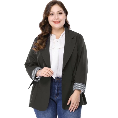 Agnes Orinda Women's Plus Size Work Fashion Notched Lapel Formal Blazer 13 Agnes Orinda Women's Plus Size Work Fashion Notched Lapel Formal Blazer - Image 11