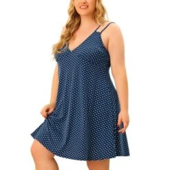 Agnes Orinda Women's Plus Size Deep V Knit Polka Dots Cami Nightgown 14 Agnes Orinda Women's Plus Size Deep V Knit Polka Dots Cami Nightgown -Agnes Orinda GUEST 7c6a700c f574 4ce0 9ad4 75dc15144267