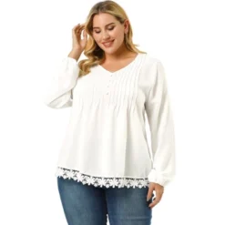 Agnes Orinda Women's Plus Size Fashion Pleated V Neck Long Sleeve Solid Blouses 20 Agnes Orinda Women's Plus Size Fashion Pleated V Neck Long Sleeve Solid Blouses -Agnes Orinda GUEST 7cf35738 b737 43da 8061 9896fc977163