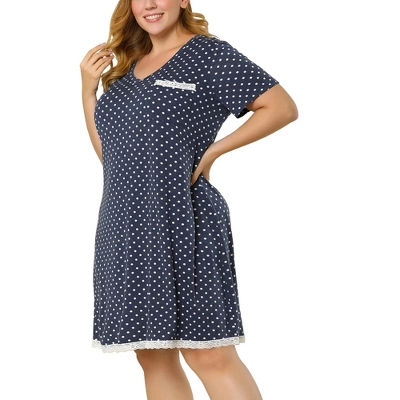 Agnes Orinda Womens Plus Size V Neck Polka Dots Short Sleeve Sleepwear Pajamas Nightgown 9 Agnes Orinda Womens Plus Size V Neck Polka Dots Short Sleeve Sleepwear Pajamas Nightgown - Image 7