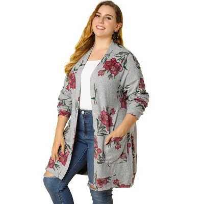 Agnes Orinda Women's Plus Size Lightweight Open Front Knit Floral Cardigan 10 Agnes Orinda Women's Plus Size Lightweight Open Front Knit Floral Cardigan - Image 8