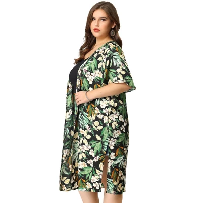 Agnes Orinda Women's Plus Sweater Spring Holiday Short Sleeve Floral Open Front Lightweight Cardigan 5 Agnes Orinda Women's Plus Sweater Spring Holiday Short Sleeve Floral Open Front Lightweight Cardigan - Image 3