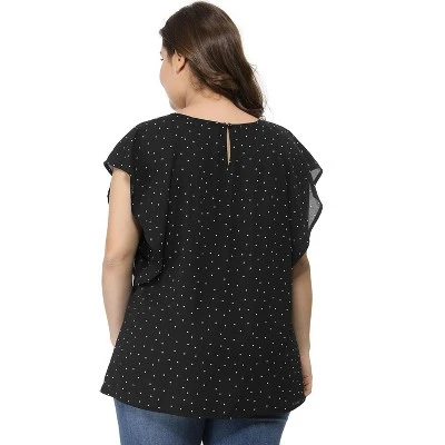 Agnes Orinda Women's Plus Size Summer Chiffon Polka Dots Top 6 Agnes Orinda Women's Plus Size Summer Chiffon Polka Dots Top - Image 4
