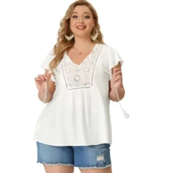 Agnes Orinda Women's Plus Size Blouse Ruffle Sleeve Lace Trim Tie Neck Peasant Top 10 Agnes Orinda Women's Plus Size Blouse Ruffle Sleeve Lace Trim Tie Neck Peasant Top -Agnes Orinda GUEST 7eb534e0 b392 433e 9c17 09c03790d404