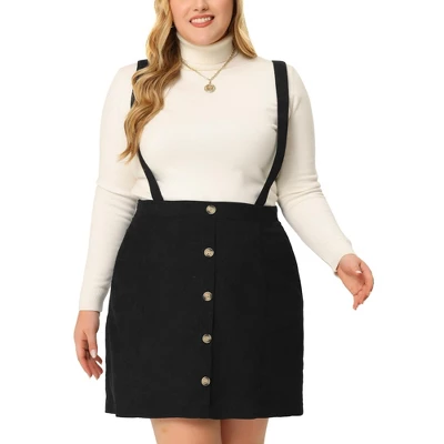 Agnes Orinda Women's Plus Size Corduroy Suspender Elastic Back A-Line Mini Skirt 8 Agnes Orinda Women's Plus Size Corduroy Suspender Elastic Back A-Line Mini Skirt - Image 6