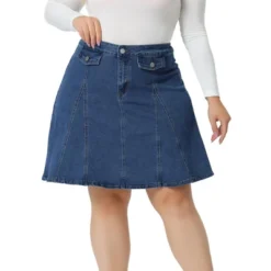 Agnes Orinda Women's Plus Size Denim Casual A-line Jean Buttons Decor Faux Pockets Mini Skirts 11 Agnes Orinda Women's Plus Size Denim Casual A-line Jean Buttons Decor Faux Pockets Mini Skirts -Agnes Orinda GUEST 8071c43e ef1c 4492 bef8 a72b133028b6
