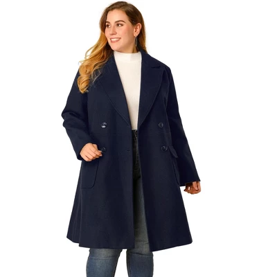 Agnes Orinda Women's Plus Size Winter Peacoat Notched Lapel Double Breasted Long Overcoats 3 Agnes Orinda Women's Plus Size Winter Peacoat Notched Lapel Double Breasted Long Overcoats