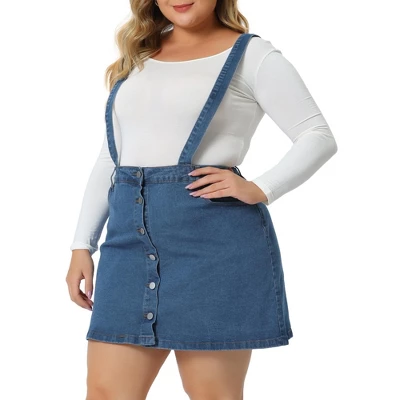 Agnes Orinda Women's Plus Size Suspender Adjustable Strap Cross Back Mini A-Line Denim Skirts 3 Agnes Orinda Women's Plus Size Suspender Adjustable Strap Cross Back Mini A-Line Denim Skirts