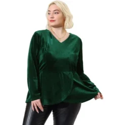 Agnes Orinda Women's Plus Size V Neck Tulip Hem Long Sleeve Peplum Velvet Tops 16 Agnes Orinda Women's Plus Size V Neck Tulip Hem Long Sleeve Peplum Velvet Tops -Agnes Orinda GUEST 81d161d1 6657 4e74 83d8 9dd5f12404bf