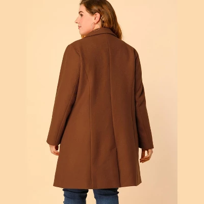 Agnes Orinda Women's Plus Size Winter Notched Lapel Single Breasted Pea Coat 6 Agnes Orinda Women's Plus Size Winter Notched Lapel Single Breasted Pea Coat - Image 4
