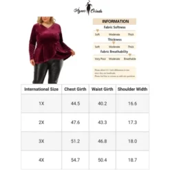 Agnes Orinda Women's Plus Size V Neck Tulip Hem Long Sleeve Peplum Velvet Tops 14 Agnes Orinda Women's Plus Size V Neck Tulip Hem Long Sleeve Peplum Velvet Tops -Agnes Orinda GUEST 828c8fc0 02b6 4e8f 8fef 202ae9bdccf3