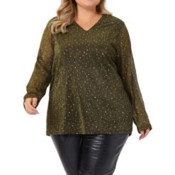 Agnes Orinda Women's Plus Size Rhinestone Glitter Sheer Long Sleeve V Neck Blouse 13 Agnes Orinda Women's Plus Size Rhinestone Glitter Sheer Long Sleeve V Neck Blouse -Agnes Orinda GUEST 82f27c33 da1c 4e3a bd99 9038829fbc46