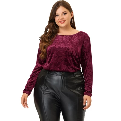 Agnes Orinda Women's Plus Size Velvet Long Sleeve Festival Fashion Top 4 Agnes Orinda Women's Plus Size Velvet Long Sleeve Festival Fashion Top - Image 2