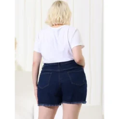 Agnes Orinda Women's Plus Size Jean High Waisted Raw Hem Stretched Distressed Denim Short -Agnes Orinda GUEST 84b057be 6c49 4a63 b1a5 1e94b2cae7cb