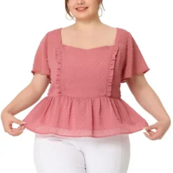 Agnes Orinda Women's Plus Size Peplum Sweetheart Neck Swiss Dots Blouse 11 Agnes Orinda Women's Plus Size Peplum Sweetheart Neck Swiss Dots Blouse -Agnes Orinda GUEST 8516f47a 2618 4f90 83db 9833c2f2bd9b