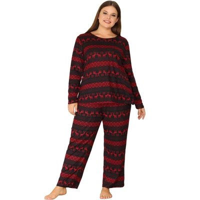 Agnes Orinda Women's Plus Size Winter 2 Piece Soft Long Sleeve Pajama Set 4 Agnes Orinda Women's Plus Size Winter 2 Piece Soft Long Sleeve Pajama Set - Image 2
