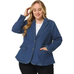 Agnes Orinda Women's Plus Size Denim Notched Lapel Color Block Stretch Blazer 22 Agnes Orinda Women's Plus Size Denim Notched Lapel Color Block Stretch Blazer -Agnes Orinda GUEST 85c3d8d6 7471 413c 8568 314079ceb955