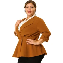 Agnes Orinda Women's Plus Size Ruffle Peplum Ruched Curvy Formal Outfits Blazers -Agnes Orinda GUEST 85e7d3c6 2260 468f a95e ce426783b52f