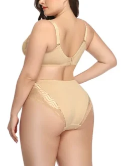 Agnes Orinda Women's Plus Size Underwire Push-Up Lace Trim Adjustable Straps Comfort Bra And Panty Set