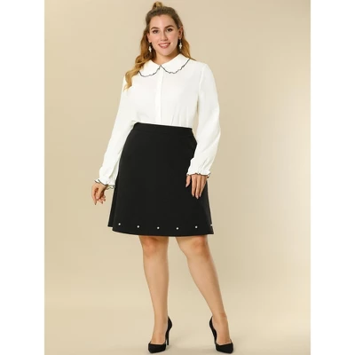 Agnes Orinda Women's Plus Size Elegant Office Peter Pan Collar Long Sleeves Button-Up Shirt 4 Agnes Orinda Women's Plus Size Elegant Office Peter Pan Collar Long Sleeves Button-Up Shirt - Image 2