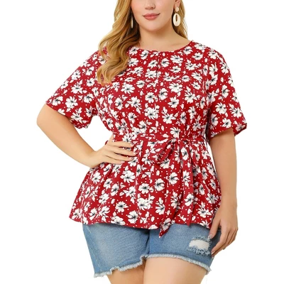 Agnes Orinda Women's Plus Size Ruffle Short Sleeve Chiffon Floral Blouse 3 Agnes Orinda Women's Plus Size Ruffle Short Sleeve Chiffon Floral Blouse