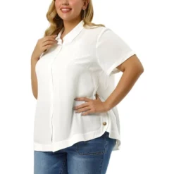 Agnes Orinda Women's Plus Size Sheer Button Front Side Slit Roll Up Sleeve Shirt 14 Agnes Orinda Women's Plus Size Sheer Button Front Side Slit Roll Up Sleeve Shirt -Agnes Orinda GUEST 871f20d5 1d8d 47de 8e72 f2a7da083aff