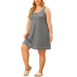 Agnes Orinda Women's Plus Size Faux Placket Sleeveless Round Neck Piping Nightgown 11 Agnes Orinda Women's Plus Size Faux Placket Sleeveless Round Neck Piping Nightgown -Agnes Orinda GUEST 875a749f acb3 47e2 82d1 b69d885b81ca
