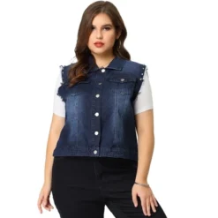 Agnes Orinda Women's Plus Jean Vest Chest Pockets Frayed Hem Single Breasted Denim Vest With Rivets 10 Agnes Orinda Women's Plus Jean Vest Chest Pockets Frayed Hem Single Breasted Denim Vest With Rivets -Agnes Orinda GUEST 87765c1a 0a85 420f a0a6 7e9b4e65d46f