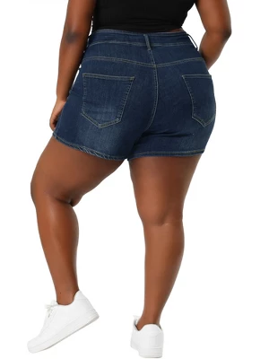 Agnes Orinda Women's Denim Plus Size High Waist With Pockets Stretchy Jean Shorts 6 Agnes Orinda Women's Denim Plus Size High Waist With Pockets Stretchy Jean Shorts - Image 4