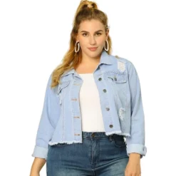 Agnes Orinda Women's Plus Size Washed Ripped Distressed Cropped Frayed Denim Jacket 12 Agnes Orinda Women's Plus Size Washed Ripped Distressed Cropped Frayed Denim Jacket -Agnes Orinda GUEST 89481d37 1a77 48fd 8057 518030229ef7