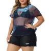 Agnes Orinda Women's Plus Size Concert Carnival Drop Shoulder Sheer Mesh Top
