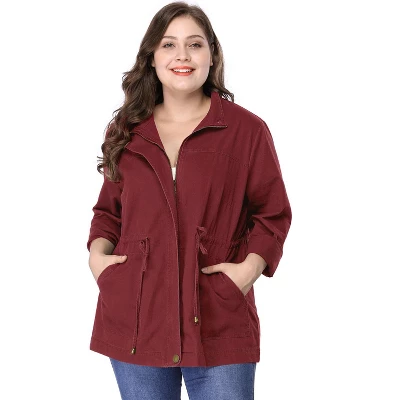 Agnes Orinda Women's Plus Size Winter Zipper Drawstring Waist Long Sleeve Utility With Pockets Fashion Jackets 9 Agnes Orinda Women's Plus Size Winter Zipper Drawstring Waist Long Sleeve Utility With Pockets Fashion Jackets - Image 7