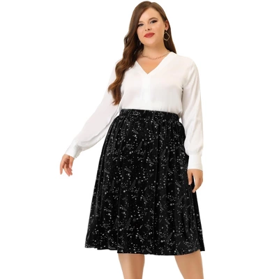 Agnes Orinda Women's Plus Size Outfits Velvet A Line Knee Length Star Flare Skirt 4 Agnes Orinda Women's Plus Size Outfits Velvet A Line Knee Length Star Flare Skirt - Image 2