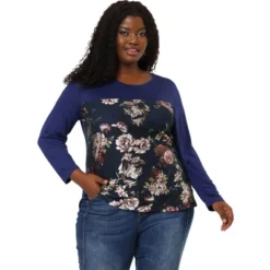 Agnes Orinda Women's Plus Size Tops Blouse Long Sleeve Colorblock Floral Blouses -Agnes Orinda GUEST 8a48dc46 3f77 4ae8 9a03 60049d8af59c