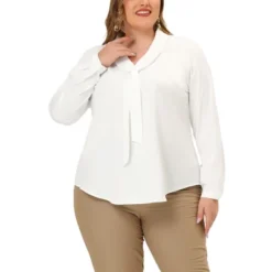 Agnes Orinda Women's Plus Size Elegant Tie Chiffon Formal Office Shirts -Agnes Orinda GUEST 8b96bf1f 6f1e 4d92 a636 32a82cf66a09