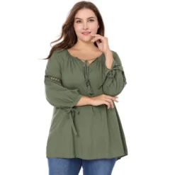Agnes Orinda Women's Plus Size Long Sleeve Tie Winter Trendy Basic Tunic Blouse -Agnes Orinda GUEST 8c4bb3ad 5255 49bd 90f6 2a23971861b1