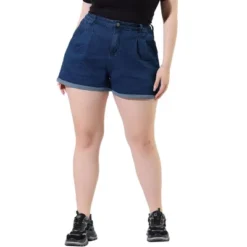 Agnes Orinda Women's Plus Size Jean Short Zipper Roll Up Hem Stretched Denim Shorts -Agnes Orinda GUEST 8d9c9a68 a46b 4585 bcfd 4eb676c9d045