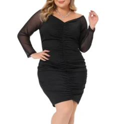 Agnes Orinda Women's Plus Size Off Shoulder Mesh Long Sleeve Stretchy Ruched Cocktail Mini Bodycon Dress 11 Agnes Orinda Women's Plus Size Off Shoulder Mesh Long Sleeve Stretchy Ruched Cocktail Mini Bodycon Dress -Agnes Orinda GUEST 8db0dd84 5d53 49bf 9994 a1842d44c77b