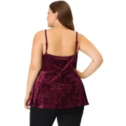 Agnes Orinda Women's Plus Size Velvet Adjustable Strap Peplum Camisole 12 Agnes Orinda Women's Plus Size Velvet Adjustable Strap Peplum Camisole -Agnes Orinda GUEST 8dd99e2b a3c5 45bd a442 6f17285c86b2