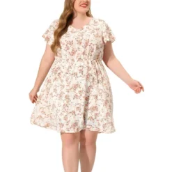 Agnes Orinda Women's Plus Size V Neck Elastic Waist Ditsy Floral Midi Dresses 21 Agnes Orinda Women's Plus Size V Neck Elastic Waist Ditsy Floral Midi Dresses -Agnes Orinda GUEST 8ec6dee6 2306 4153 9316 0cef1e8b2424