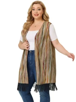 Agnes Orinda Women's Plus Size Sleeveless Striped Boho Cardigans Vest 10 Agnes Orinda Women's Plus Size Sleeveless Striped Boho Cardigans Vest -Agnes Orinda GUEST 8ee51c2e e464 40ab a63f 8b4c431718f3