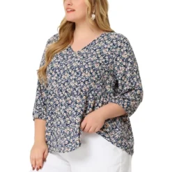 Agnes Orinda Women's Plus Size Babydoll 3/4 Sleeve Floral Flowy Blouse 29 Agnes Orinda Women's Plus Size Babydoll 3/4 Sleeve Floral Flowy Blouse -Agnes Orinda GUEST 912c2ba6 99b5 4b7f 94c1 c3b79dcf5165